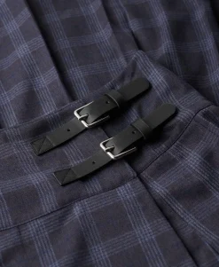 Check Pleated Midi Skirt