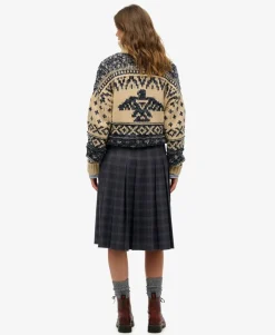 Check Pleated Midi Skirt