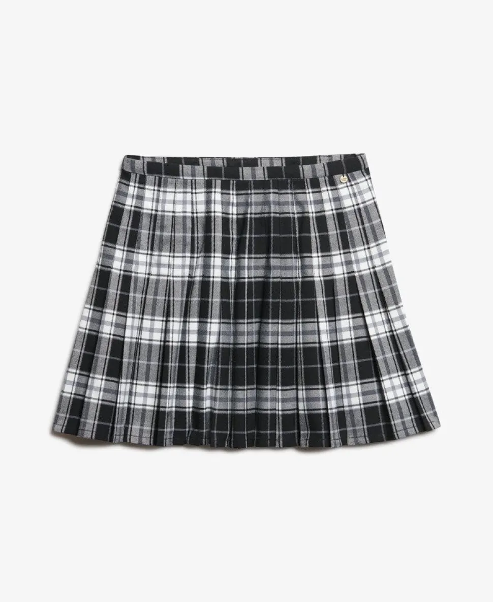 Check Pleated Mini Skirt