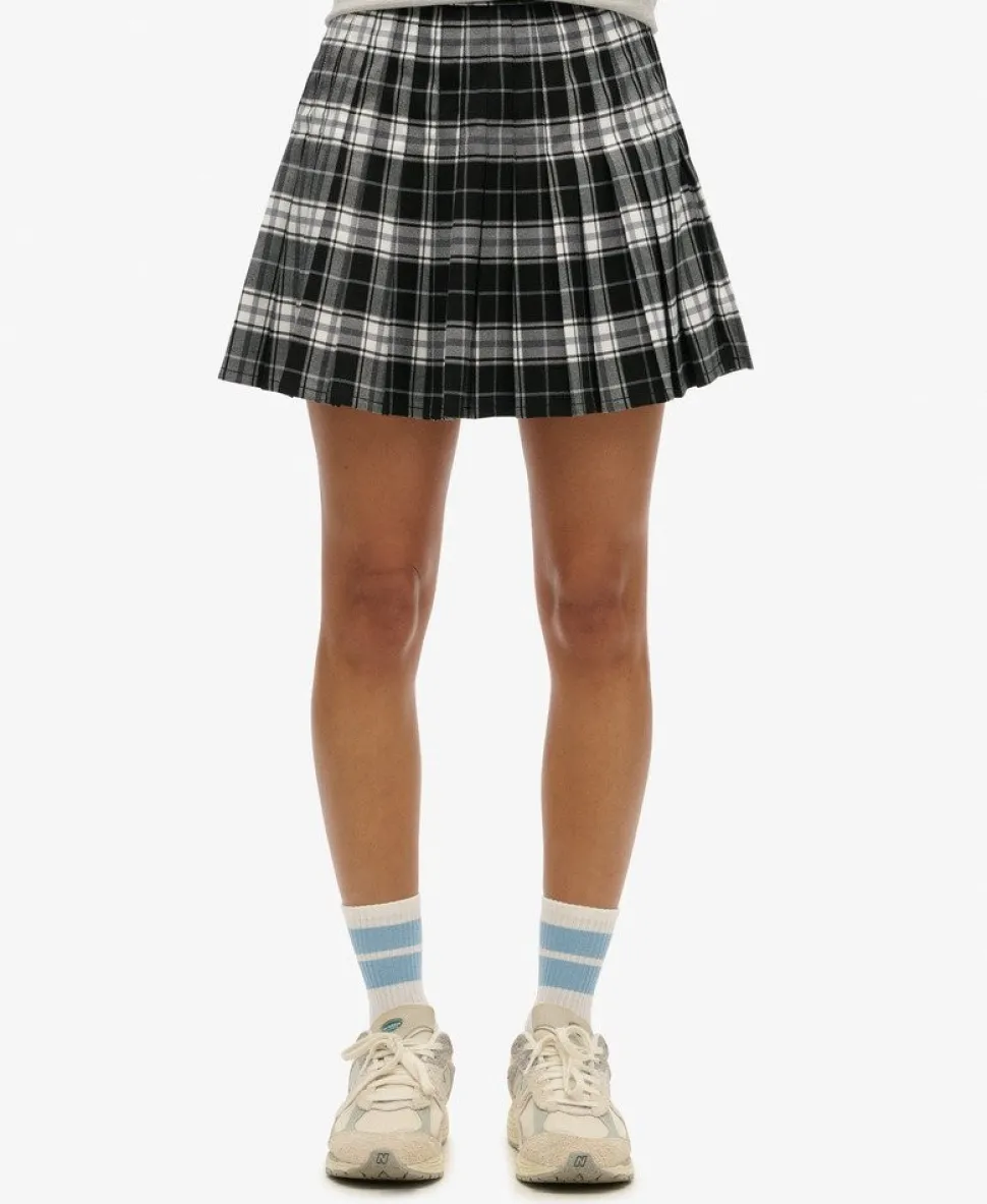 Check Pleated Mini Skirt
