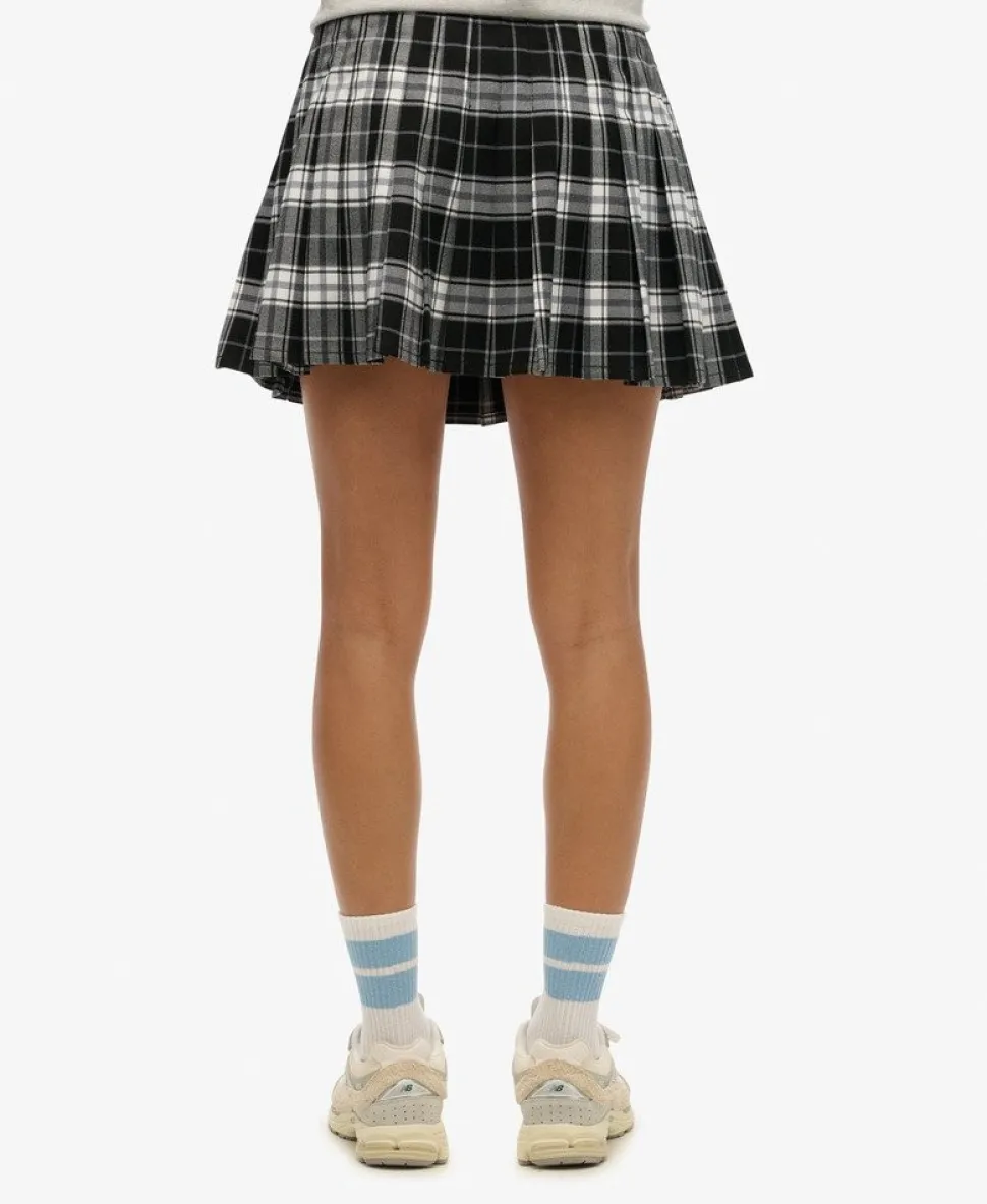 Check Pleated Mini Skirt