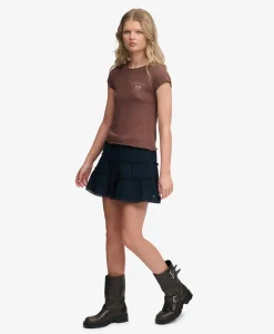 Cheesecloth Tiered Mini Skirt