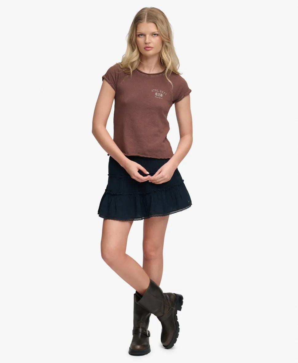 Cheesecloth Tiered Mini Skirt
