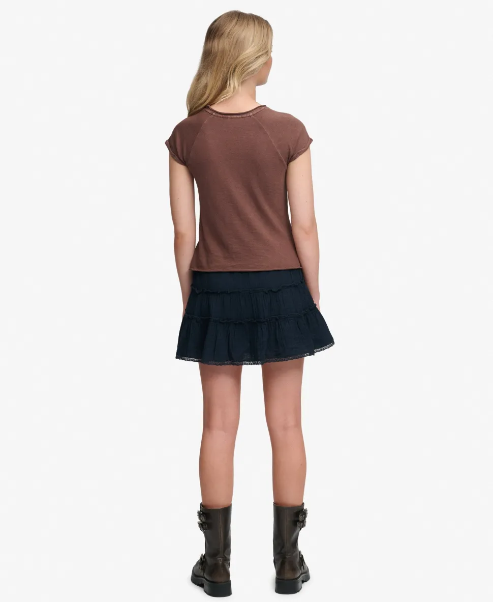 Cheesecloth Tiered Mini Skirt