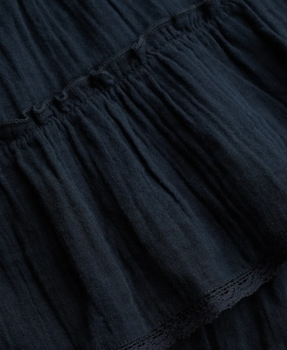 Cheesecloth Tiered Mini Skirt