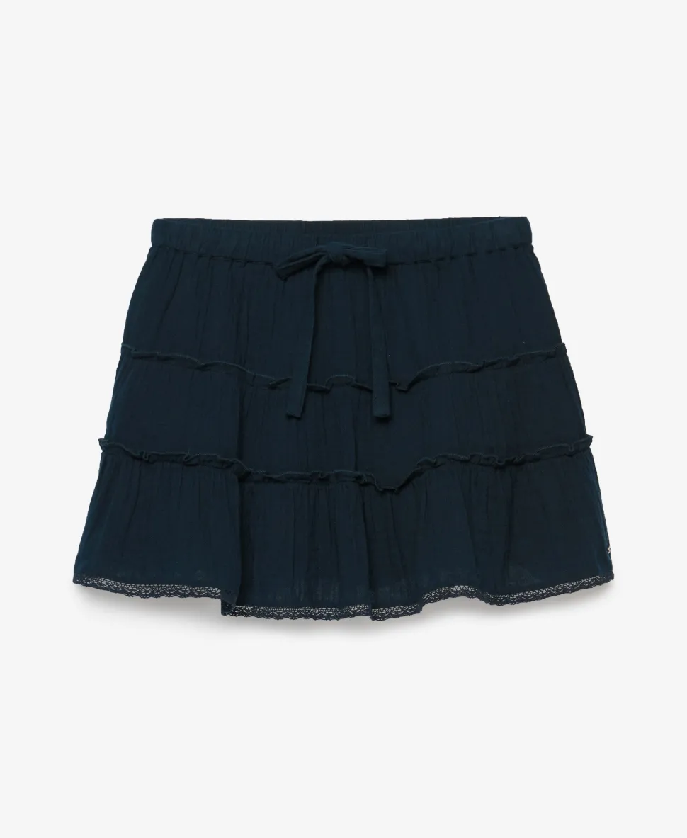 Cheesecloth Tiered Mini Skirt