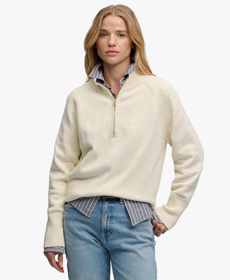 Classic Cotton Knit Half Zip Jumper