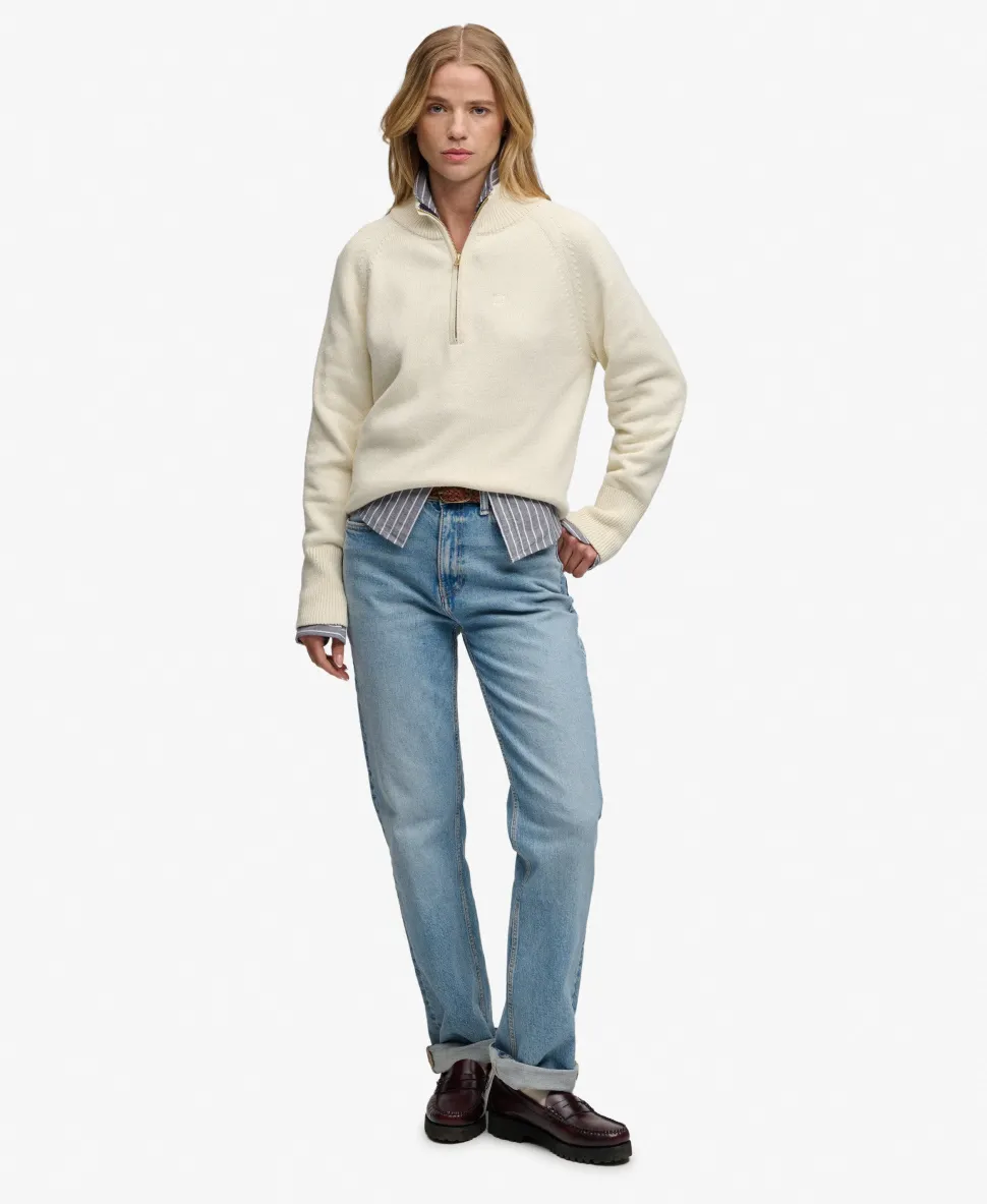 Classic Cotton Knit Half Zip Jumper