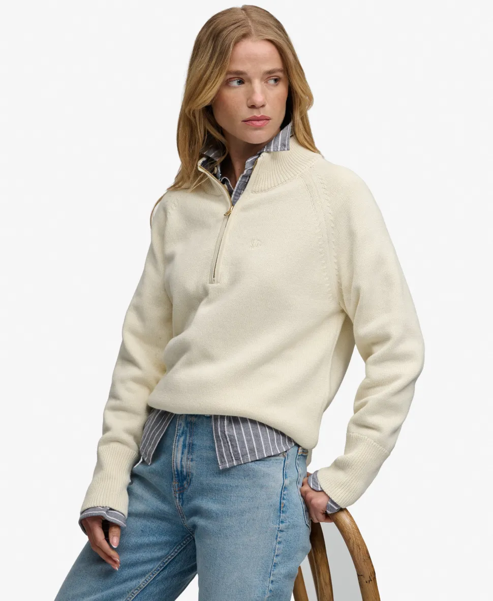 Classic Cotton Knit Half Zip Jumper