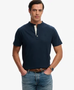 Classic Cotton Linen Short Sleeve Henley T-shirt