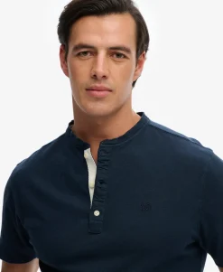 Classic Cotton Linen Short Sleeve Henley T-shirt
