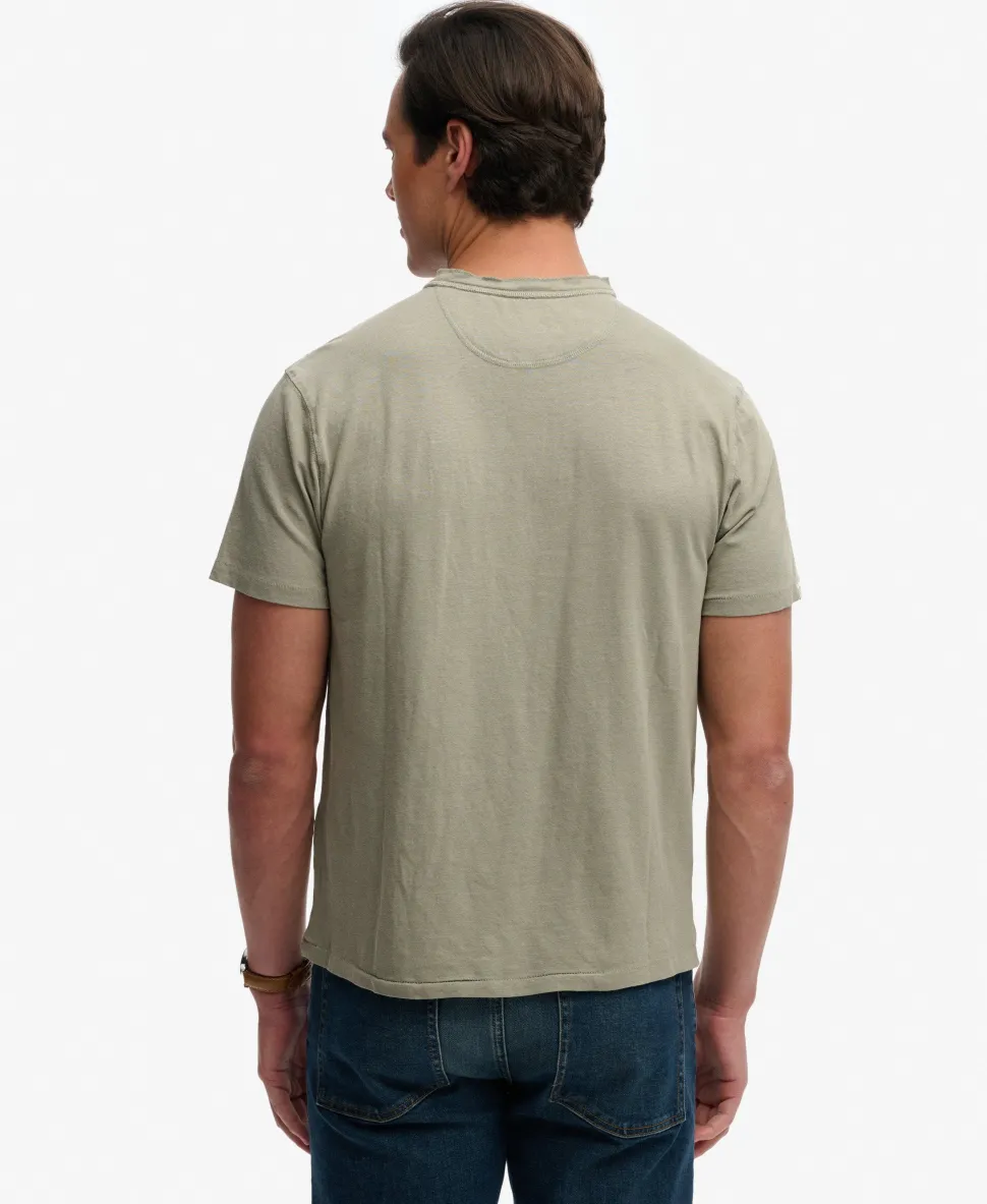Classic Cotton Linen Short Sleeve Henley T-shirt