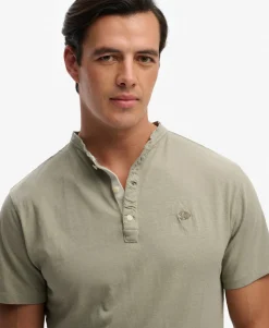 Classic Cotton Linen Short Sleeve Henley T-shirt