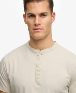 Classic Cotton Linen Short Sleeve Henley T-shirt