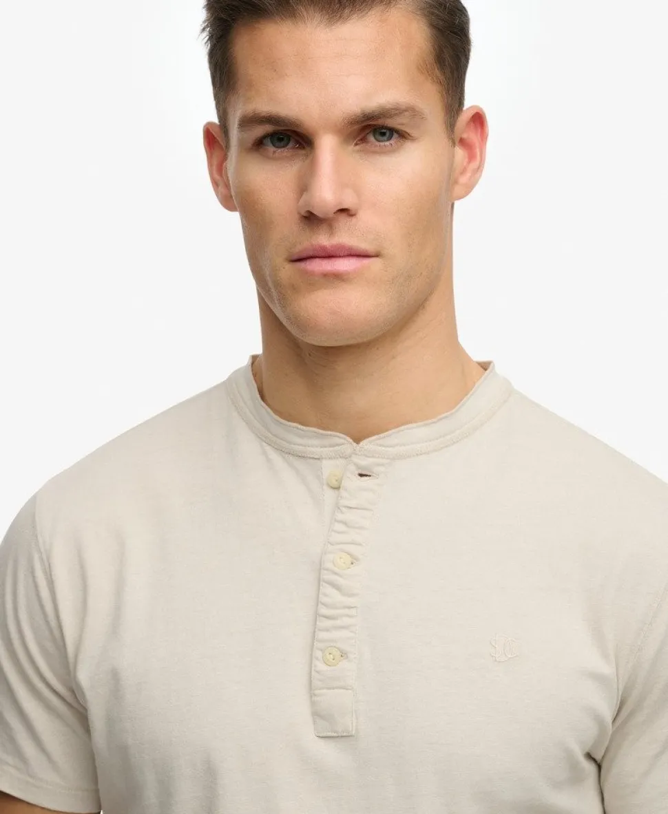 Classic Cotton Linen Short Sleeve Henley T-shirt