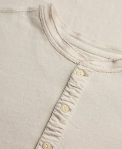 Classic Cotton Linen Short Sleeve Henley T-shirt