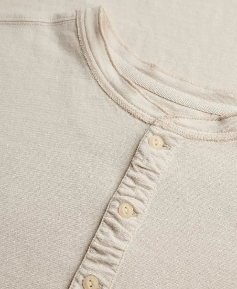 Classic Cotton Linen Short Sleeve Henley T-shirt
