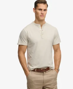 Classic Cotton Linen Short Sleeve Henley T-shirt
