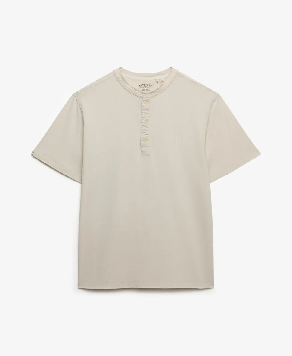 Classic Cotton Linen Short Sleeve Henley T-shirt