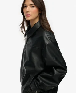 Collared Oversized Bomber Jacket