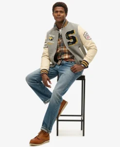 College Patched Bomber Jacket