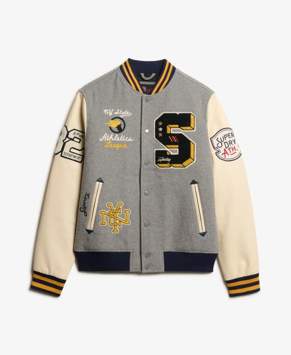 College Patched Bomber Jacket