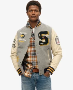 College Patched Bomber Jacket