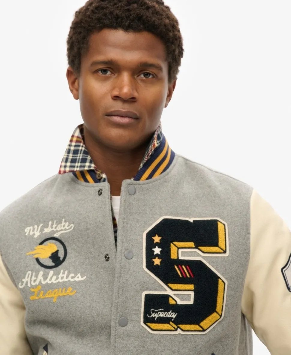 College Patched Bomber Jacket