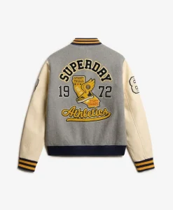 College Patched Bomber Jacket