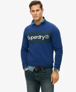 Core Logo Stripe Relaxed Crew Sweatshirt