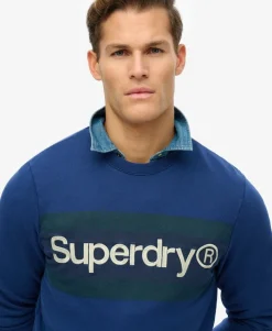 Core Logo Stripe Relaxed Crew Sweatshirt