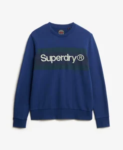Core Logo Stripe Relaxed Crew Sweatshirt