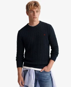 Cotton Cable Knit Crew Jumper