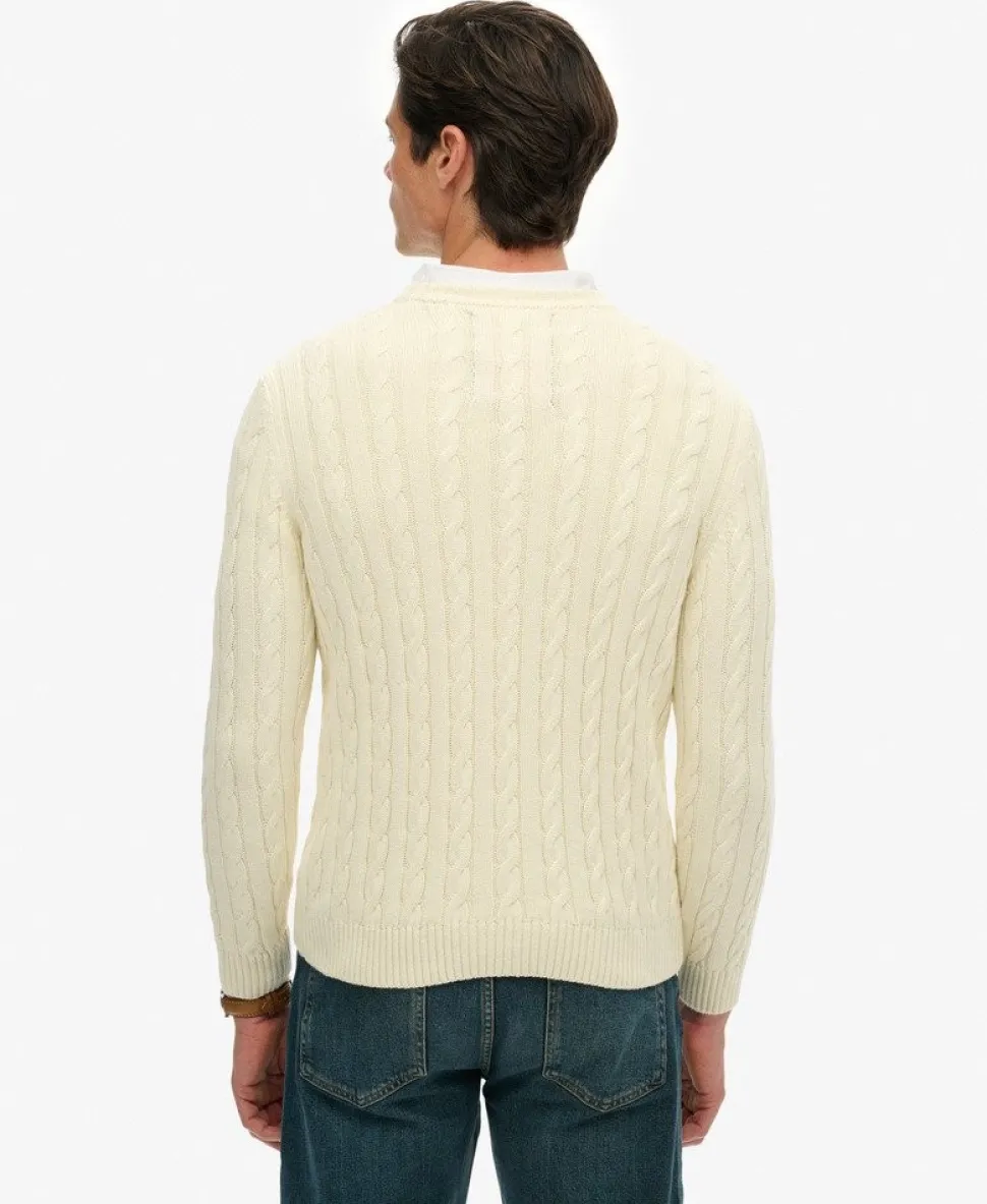 Cotton Cable Knit Crew Jumper