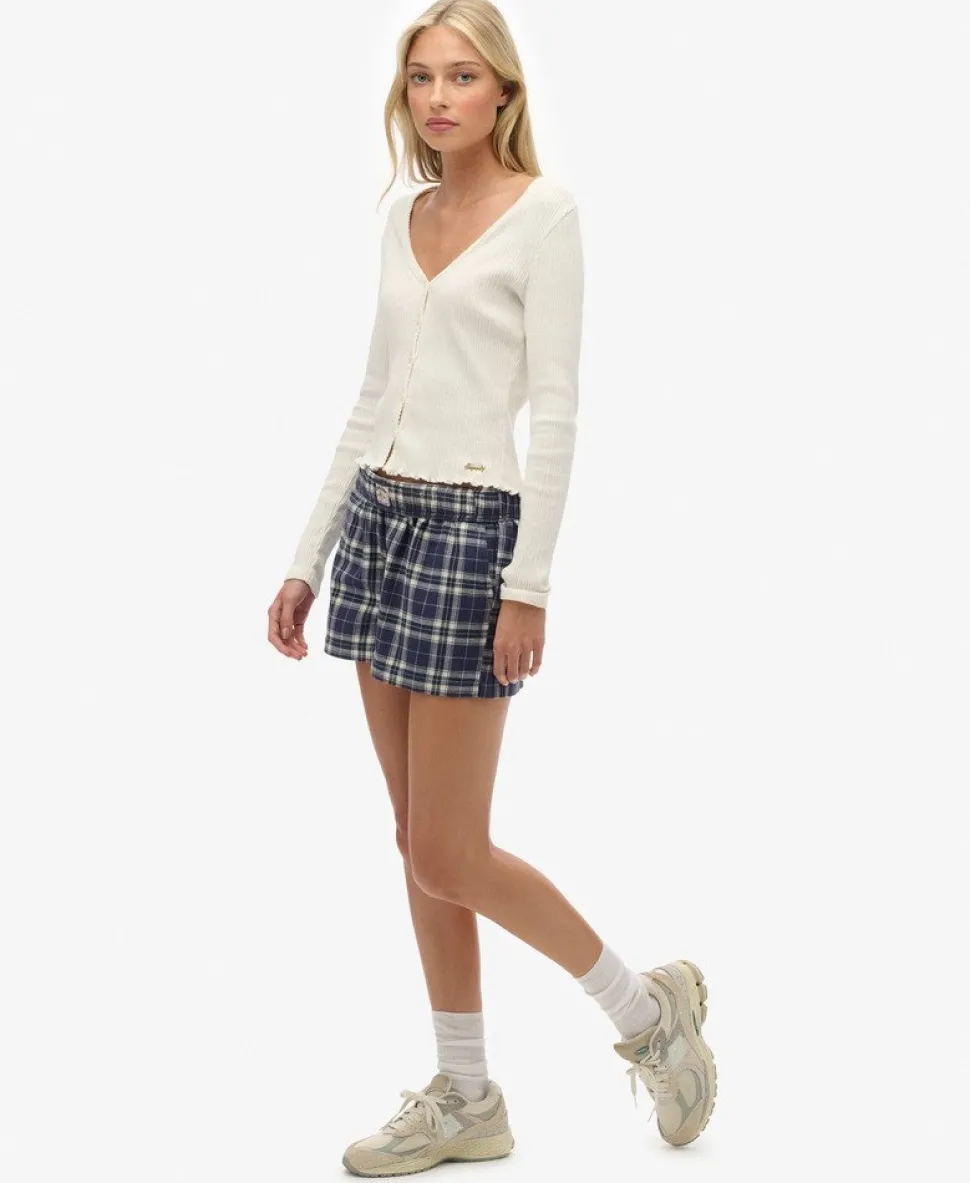 Cotton Check Elastic Shorts