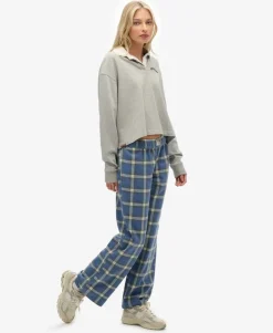 Cotton Check Elastic Trousers
