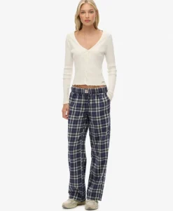Cotton Check Elastic Trousers