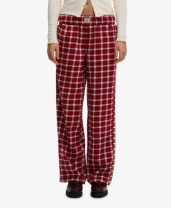 Cotton Check Elastic Trousers