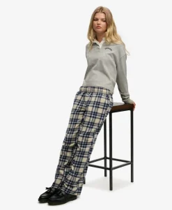 Cotton Check Elastic Trousers