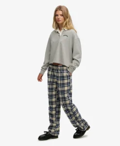Cotton Check Elastic Trousers