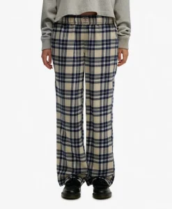 Cotton Check Elastic Trousers