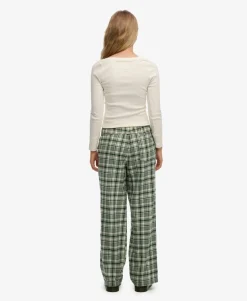 Cotton Check Elastic Trousers