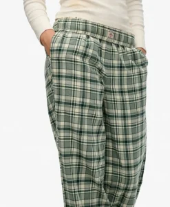 Cotton Check Elastic Trousers