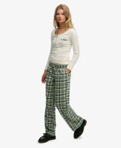 Cotton Check Elastic Trousers