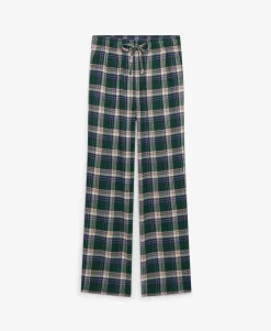 Cotton Check Elastic Trousers