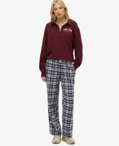 Cotton Check Elastic Trousers