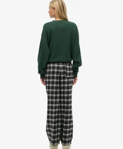 Cotton Check Elastic Trousers