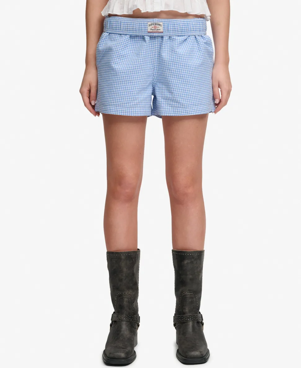 Cotton Elastic Check Shorts