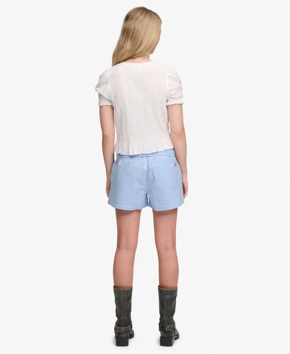 Cotton Elastic Check Shorts