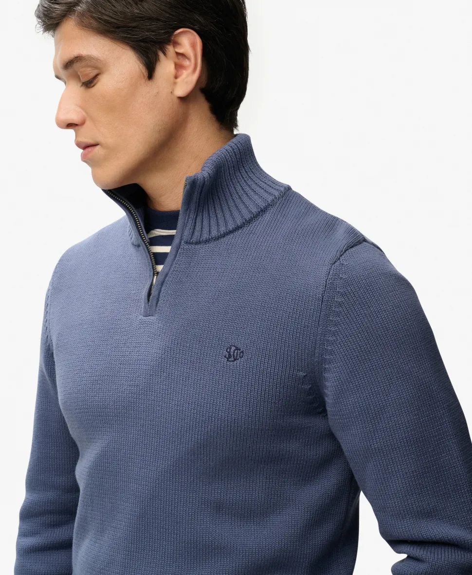 Cotton Half Zip Knit Jumper